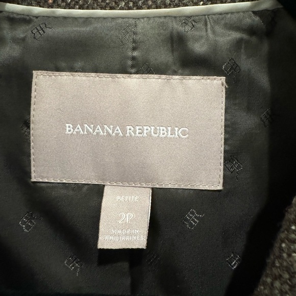 Banana Republic Tweed Military Style Brown/Olive Blazer size 2P old money D - Picture 6 of 11